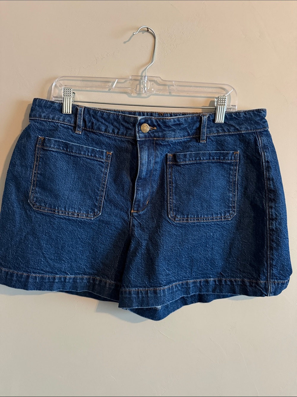 LOFT Dark Blue Denim Front-Pocket Shorts